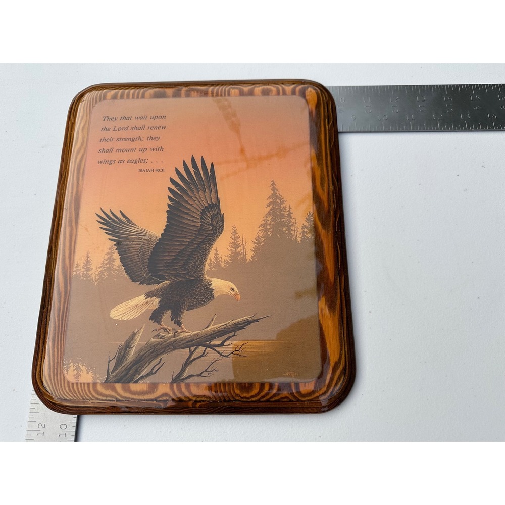 Vintage Kirkwood Decor Eagle Wood Plaque Isaiah‎ 40:31 Scripture Art 12x9.5